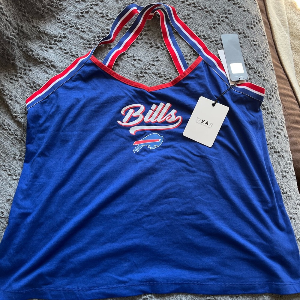Blue Halter Top with Bills Logo